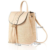 Straw Mini Backpack Crossbody Bag for Teenage Girls