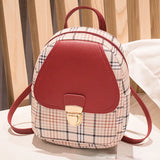 Plaid Mini Backpack Crossbody Bag for Women