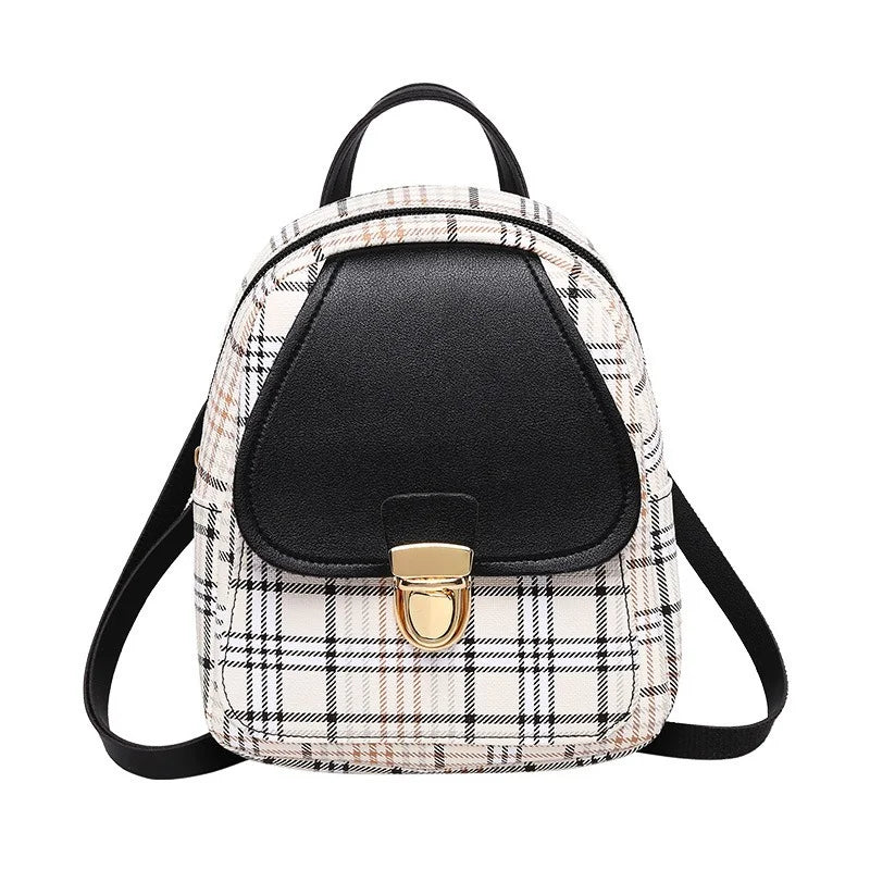 Plaid Mini Backpack Crossbody Bag for Women