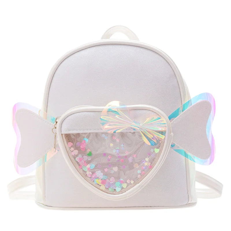Mini Backpack Kindergarten Schoolbag Girls Sequins PU Bow Princess Small Bags
