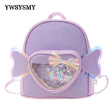 Mini Backpack Kindergarten Schoolbag Girls Sequins PU Bow Princess Small Bags