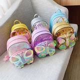 Children Mini Backpack Butterfly Sequin School Bag (Silver)