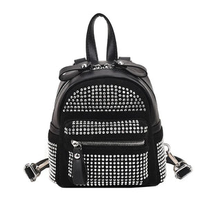 Crystal Rhinestone Mini Backpack for Women, Casual Travel Bagpack Handbag