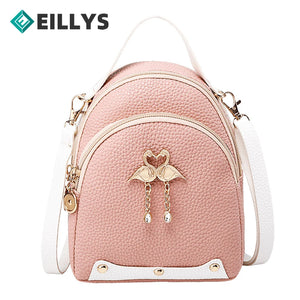 Mini Backpack Women Style Backpack pu leather Solid Leather Backpack