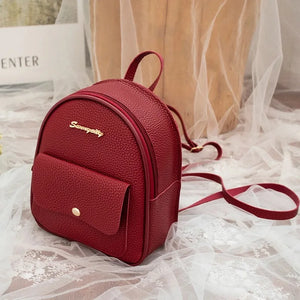 Mini PU Leather Backpack for Teenage Girls Kids