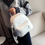Mini Backpack Women PU Leather Shoulder Bag Stone Pattern Multi-Function