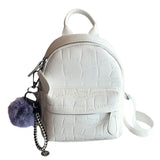 Mini Backpack Women PU Leather Shoulder Bag Stone Pattern Multi-Function