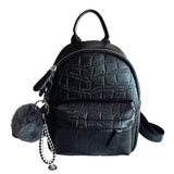 Mini Backpack Women PU Leather Shoulder Bag Stone Pattern Multi-Function