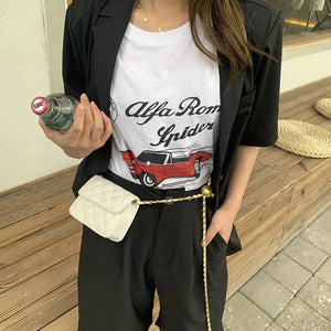 Mini Bead Waist Chain Bag Diamond Lattice Shoulder Bag Female Chest Bag