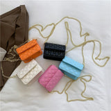 Diamond Lattice Shoulder Bag Waist Chain Bag Mini Bag Transfer Bead