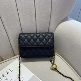 Mini Bead Waist Chain Bag Diamond Lattice Shoulder Bag Female Chest Bag