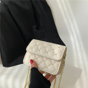 Diamond Lattice Shoulder Bag Waist Chain Bag Mini Bag Transfer Bead