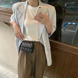 Mini Bead Waist Chain Bag Diamond Lattice Shoulder Bag Female Chest Bag