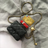Mini Bead Waist Chain Bag Diamond Lattice Shoulder Bag Female Chest Bag