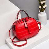 Mini Bag Women Retro Small Round Bag One Shoulder Cross Body Soft Leather Bag