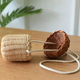 Bamboo Rattan Hand-woven Bag for Girls Acorn-Shaped Storage Basket