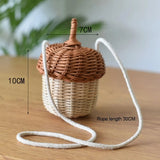 Bamboo Rattan Hand-woven Bag for Girls Acorn-Shaped Storage Basket