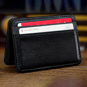 Mini Bifold Leather Wallet Vintage Card Holder Purse Small Size