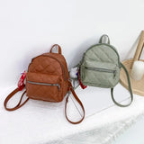 Stone Leather Mini Backpack for Women - Casual Daypack with Hairball