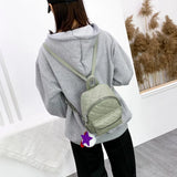Stone Leather Mini Backpack for Women - Casual Daypack with Hairball