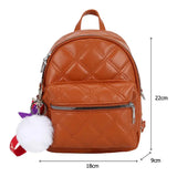 Stone Leather Mini Backpack for Women - Casual Daypack with Hairball