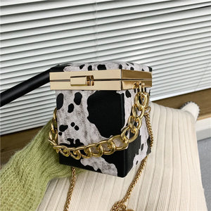 Mini Box Tote Bag PU Leather Women's Handbag Chain Shoulder Messenger