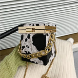 Mini Box Tote Bag PU Leather Women's Handbag Chain Shoulder Messenger