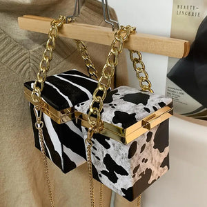 Mini Box Tote Bag PU Leather Women's Handbag Chain Shoulder Messenger