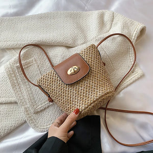 Woven Mini Bucket Bag Shoulder Bag