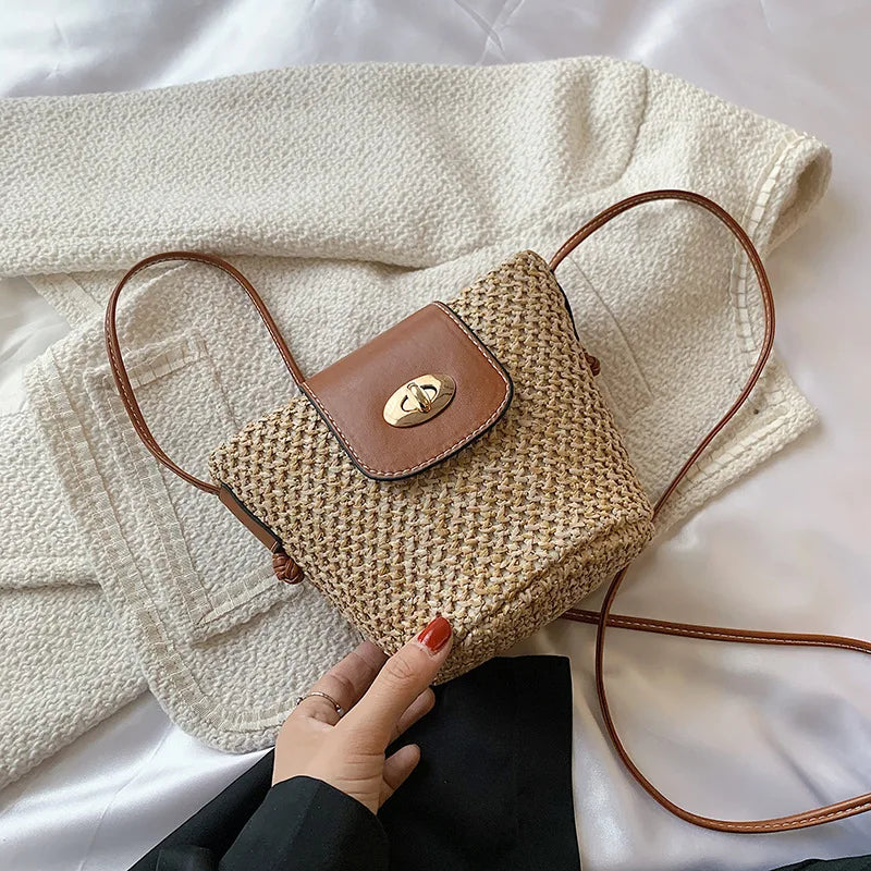 Woven Mini Bucket Bag Shoulder Bag