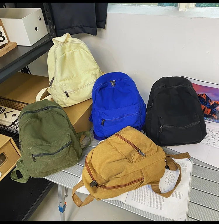 Mini Canvas Backpack Women Small Vintage Travel Bagpack