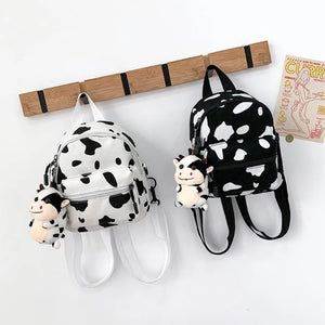 Mini Canvas Cow Print Backpack for Women Girls