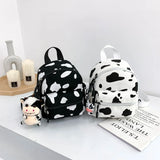 Mini Canvas Cow Print Backpack for Women Girls