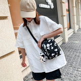 Mini Canvas Cow Print Backpack for Women Girls