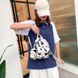 Mini Canvas Cow Print Backpack for Women Girls