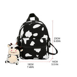 Cow Print Mini Canvas Daypack with Plush Pendant Backpack