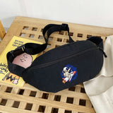 Canvas Astronaut Print Waist Bag for Women Crossbody Chest Pack