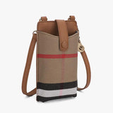 Casual Leather Phone Bag Plaid Messenger Bag Women Shoulder Crossbody Bag