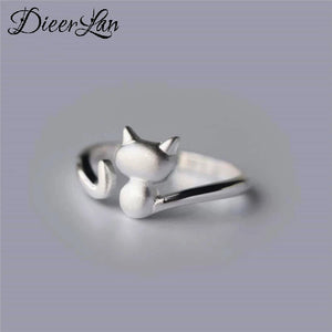 Mini Cat Temperament Drawing Sweet Female Resizable Rings