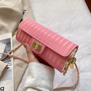 Mini Chain Leather Barrel Handbag Woman Shoulder Crossbody Bag