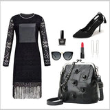 Chain Sheepskin Shoulder Bag Tassel Crossbody Handbag