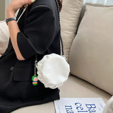 Mini Circular Shoulder Bags Beading Handbags Crossbody PU Leather
