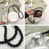 Mini Circular Shoulder Bags Beading Handbags Crossbody PU Leather