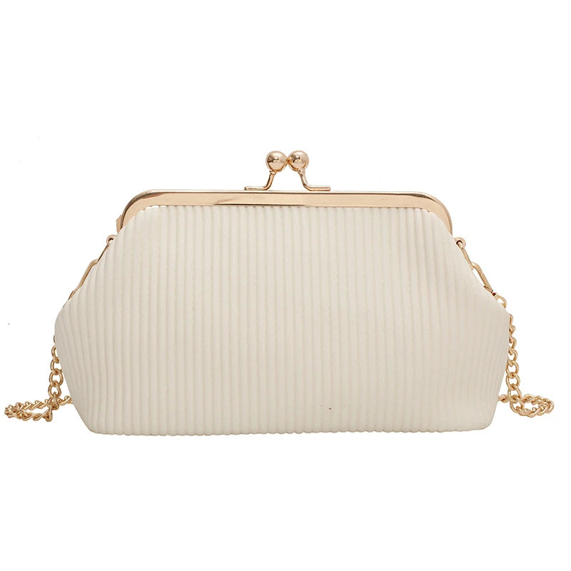 Mini Clamp Leather Crossbody Chain Shoulder Bag for Women