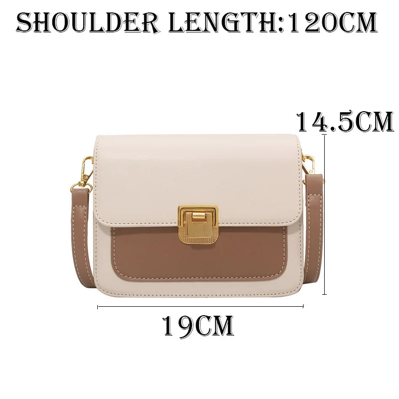 Mini Contrast PU Leather Crossbody Side Bag for Women Handbag