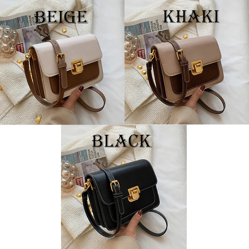 Mini Contrast PU Leather Crossbody Side Bag for Women Handbag