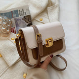 Mini Contrast PU Leather Crossbody Side Bag for Women Handbag