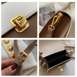 Mini Contrast PU Leather Crossbody Side Bag for Women Handbag
