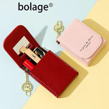 Mini Cosmetic Bag with Mirror and Keychain - Portable Travel Lipstick Bag