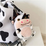 Mini Cow Print Nylon Shoulder Bag Bucket Crossbody Bags For Girls